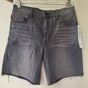 NWT Hudson Jada Womens High Waisted Raw Hem Black Wash Denim Shorts Size 26